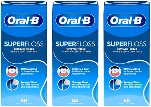 Oral-B Super Floss, 50 Pre-Cut Strands, Mint (Pack of 3) in Saudi Arabia