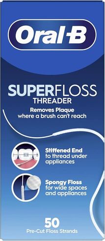 Oral-B Super Floss, 50 Pre-Cut Strands, Mint (Pack of 3) in Saudi Arabia