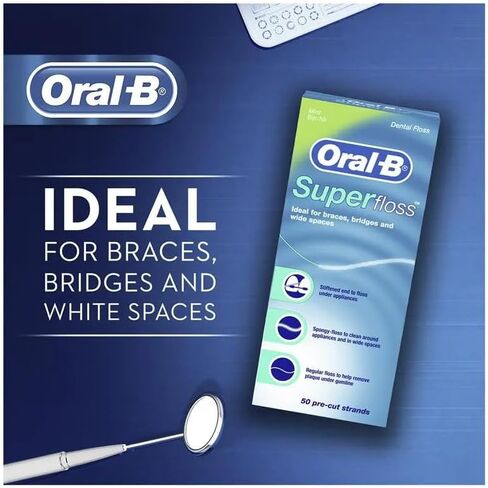 Oral-B Super Floss, 50 Pre-Cut Strands, Mint (Pack of 3) in Saudi Arabia