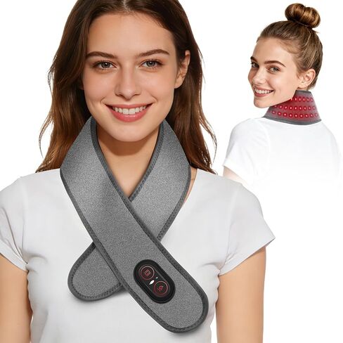 Cordless Neck Heating Pad for Pain, Neck Massager with 660nm 850nm Red Light, Neck Heating Pad for Pain Electric, Heated Neck Brace Wrap for Soreness Stiffness Pain Relief in Saudi Arabia