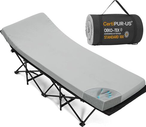 Cymula Camping Cot Mattress 2in memory foam foam pad ، soft dark dark non slip themping topper مع الاحتفاظ بالبالغين ، وسادة مرتبة لفائف محمولة للسفر (75 × 30) （مرتبة فقط） in Kuwait