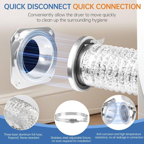 Magnetic Dryer Vent Coupling Connector Kit - DV180 Airtight Seal, Quick Connect, Includes 4"x3.3ft Duct & 2 Clamps in Saudi Arabia