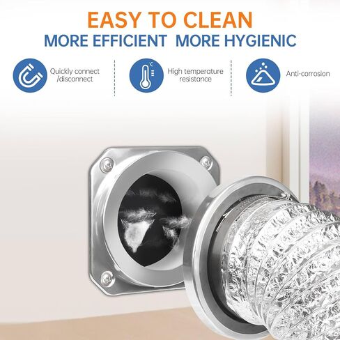 Magnetic Dryer Vent Coupling Connector Kit - DV180 Airtight Seal, Quick Connect, Includes 4"x3.3ft Duct & 2 Clamps in Saudi Arabia