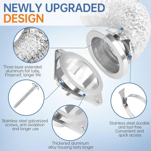 Magnetic Dryer Vent Coupling Connector Kit - DV180 Airtight Seal, Quick Connect, Includes 4"x3.3ft Duct & 2 Clamps in Saudi Arabia