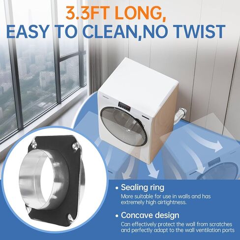 Magnetic Dryer Vent Coupling Connector Kit - DV180 Airtight Seal, Quick Connect, Includes 4"x3.3ft Duct & 2 Clamps in Saudi Arabia