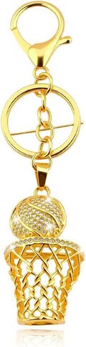 Basketball Keychain Gifts for Men Boys Birthday Christmas Gifts for Teen Boys Girls Sports Gift for Sport Lovers Players Basketball Hoop Charm for Backpack Gold Hiphop Rhinestone Keychains in Saudi Arabia
