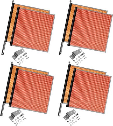 2 Pack 18" x 18" Red & Orange Safety Flags Kit for Trucks, Trailers & Pilot Cars - DOT Compliant Oversize Load Warning Flags with Spring Loaded Poles & Stainless Steel Brackets in Saudi Arabia