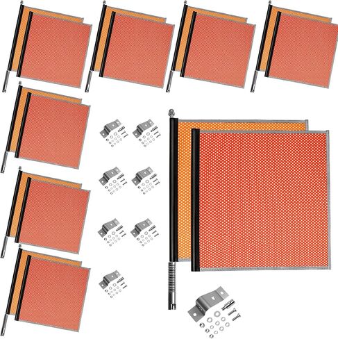 2 Pack 18" x 18" Red & Orange Safety Flags Kit for Trucks, Trailers & Pilot Cars - DOT Compliant Oversize Load Warning Flags with Spring Loaded Poles & Stainless Steel Brackets in Saudi Arabia