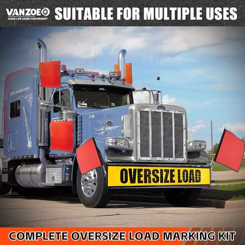 2 Pack 18" x 18" Red & Orange Safety Flags Kit for Trucks, Trailers & Pilot Cars - DOT Compliant Oversize Load Warning Flags with Spring Loaded Poles & Stainless Steel Brackets in Saudi Arabia