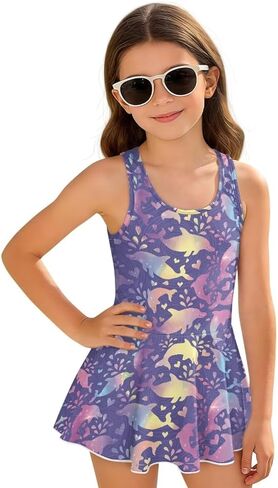 Girls‘ Sleeveless One Piece Swinsuit 3-14Y Quick Dry Swimwear Skirted Summer Beach Pool Party Bathing Suits in Saudi Arabia
