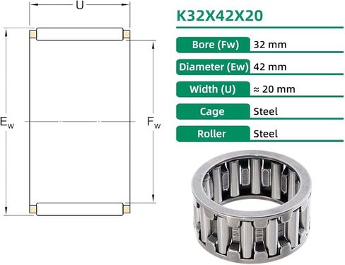 2 قطعة K32X42X20 K324220 محمل ذو بكرات إبرية محامل وجمعيات قفص 32x42x20mm in Kuwait