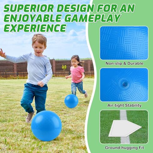 22Pcs Sports Kickball Set, Including 10" and 11.5" Playground Ball with Air Pump, 5 Rubber Throw Down Bases, 12 Soccer Disc Cones, Storage Bag, Scoreboard for Kids & Adults Playground Outdoor Backyard in Saudi Arabia