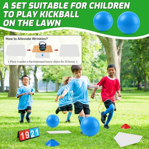 22Pcs Sports Kickball Set, Including 10" and 11.5" Playground Ball with Air Pump, 5 Rubber Throw Down Bases, 12 Soccer Disc Cones, Storage Bag, Scoreboard for Kids & Adults Playground Outdoor Backyard in Saudi Arabia