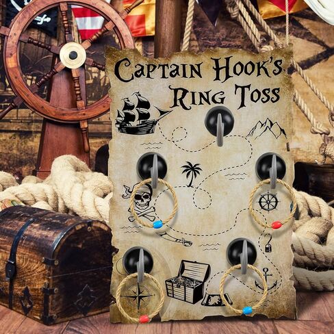 Leitee 19 Pcs Hook Ring Toss Game Pirate Party Toss Game with Dice Rope Rings Foam Tapes for Outdoor Yard Sport Party Accessories in Saudi Arabia