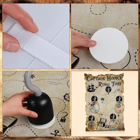 Leitee 19 Pcs Hook Ring Toss Game Pirate Party Toss Game with Dice Rope Rings Foam Tapes for Outdoor Yard Sport Party Accessories in Saudi Arabia