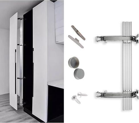 2 Sets Lateral Opening Door Hinge Set 180° Parallel Opening Cabinet Wardrobe Door Sliding Load-Bearing 17.6lbs Heavy Duty Hinge in Saudi Arabia