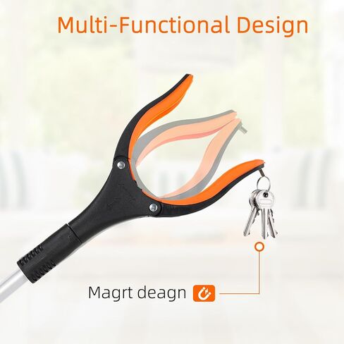 Grabber Reacher Tool, 2 Pack 32" Foldable Lightweight Trash Claw Grabbers for Elderly, 360° Rotating Head Wide Jaw Reaching Tool for Trash, Pick Up Stick (Orange) in Saudi Arabia