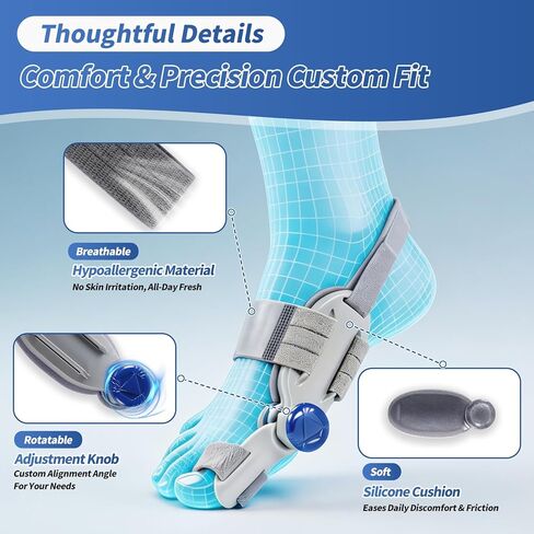 Bunion Corrector for Women & Men, Orthopedic Hallux Valgus Corrector with Adjustable Knob & Silicone Pad, Bunion Pain Relief, Fits Both Left & Right Feet, One Size Fits Most (1PACK) in Saudi Arabia