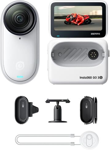 Insta360 GO 3S Motorcycle POV Bundle - 128 GB Black 4K Tiny Portable Vlogging Camera, Hands-Free POVs, Mount Anywhere, Stabilization, 140 Min Battery Life in Kuwait