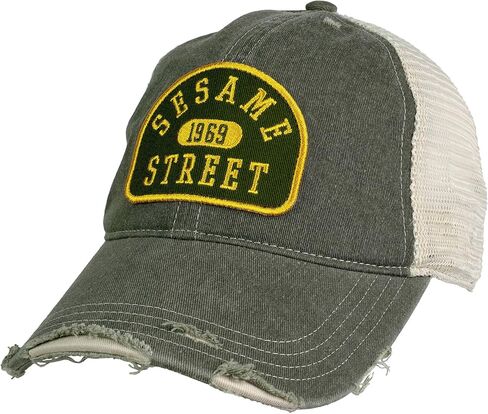 Popfunk Official Sesame Street Pill Arc Adjustable Snapback Cotton Twill Vintage Trucker Hat - Unisex for Men and Women, Hunter Green in Saudi Arabia