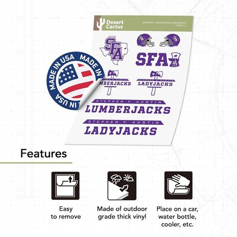 Desert Cactus Stephen F. Austin State University Sticker Lumberjacks SFA Vinyl Decals Laptop Water Bottle Car Scrapbook T2 (Type 2) in Saudi Arabia