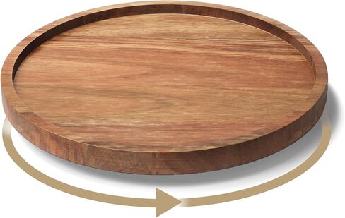 منظم VERTORGAN Lazy Susan للمطبخ، قرص دوار من خشب السنط للخزانة، ومخزن المؤن، والطاولة، والكونترتوب، والزينة، ورف التوابل (صغير) in Kuwait