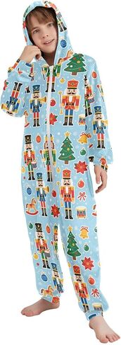 VIGTRO Christmas Onesie Jumpsuits Pajamas One-Piece Sleepwear Zip Up Hooded Pajamas with Pockets Size 4T-14Y in Saudi Arabia