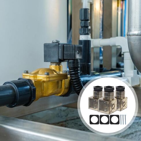 SOLUSTRE Tea Colored 3 Prong Connector with Led Indicator Light Durable Solenoid Valve Plug 1.96X1.02X1.02In for Industrial Hydraulic and Pneumatic Solenoid Coils in Saudi Arabia