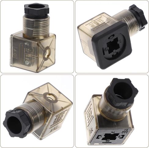 SOLUSTRE Tea Colored 3 Prong Connector with Led Indicator Light Durable Solenoid Valve Plug 1.96X1.02X1.02In for Industrial Hydraulic and Pneumatic Solenoid Coils in Saudi Arabia