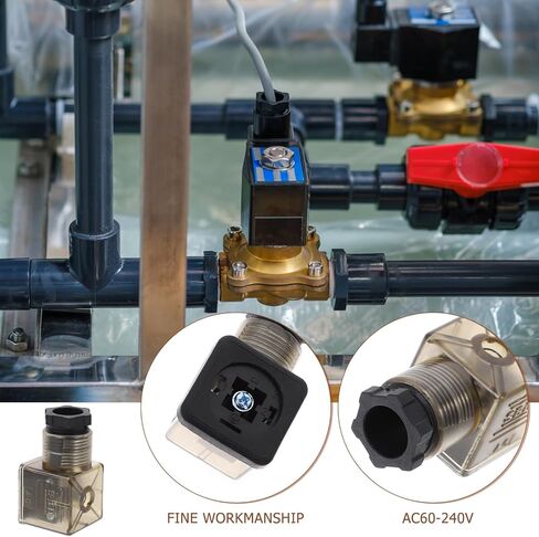 SOLUSTRE Tea Colored 3 Prong Connector with Led Indicator Light Durable Solenoid Valve Plug 1.96X1.02X1.02In for Industrial Hydraulic and Pneumatic Solenoid Coils in Saudi Arabia