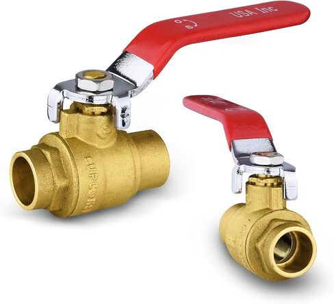 10PCS Foskan 3/4" Brass Sweat Ball Valve with Red Handle, 600 WOG, Full Port Shut-off Valve for Copper Pipe Connection in Saudi Arabia