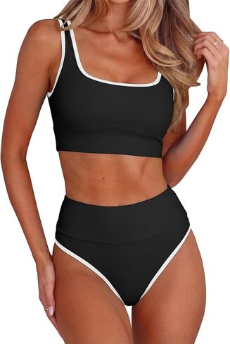 ANRABESS Women's High Waisted Bikini Sets Two Piece Tummy Control Swimsuits High Cut Summer Beach Vacation Bathing Suits in Saudi Arabia
