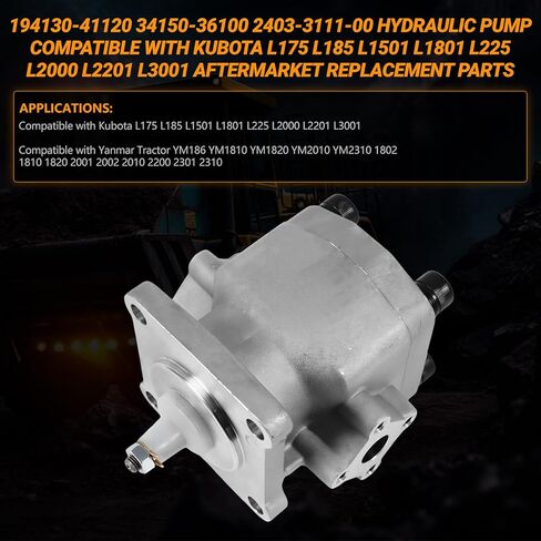 Hydraulic Pump 194130-41120 34150-36100 2403-3111-00 for Yanmar Tractor YM186 YM1810 YM1820 YM2010 YM2310 for Kubota L175 L185 L1501 L1801 L225 L2000 L2201 Aftermarket Replacement Parts in Saudi Arabia