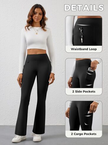 Fleece Lined Leggings Women Winter Flare Thermal Leggings Water Resistant Hiking Cargo Snow Pants with 4 Pockets in Saudi Arabia