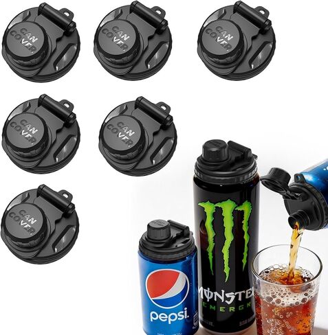 6-Pack Soda Can Lids with Twist-Off Caps Reusable BPA-Free Can Covers for Soda, Beer & Energy Drinks, Universal Fit 202/206 Cans, Helps Maintain the Taste of The Beverage (Multicolored) in Kuwait