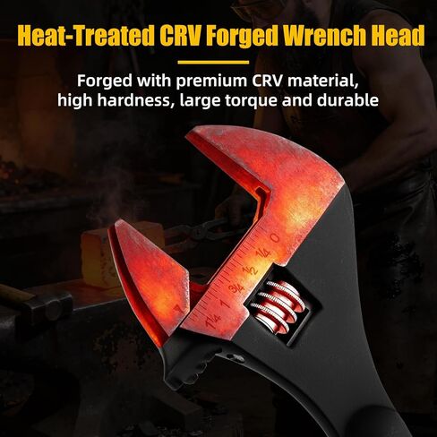 GRENPRO 4-Piece Adjustable Spud Wrench Set with Gloves, 10" 12" 16" Large Crescent Plumbers Wrenches sets for Crowbar Pipe Fitting Pipefitter Construction Tools, SAE/Metric Scales, CR-V, Black Oxide in Saudi Arabia