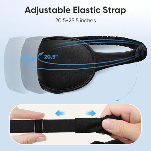 Weighted Eye Mask for Sleeping - Sleep Mask for Women & Men, Blackout 3D Contoured Sleeping Mask for Side Sleeper, Zero Pressure Soft Night Eye Cover with Adjustable Strap for Travel, Black in Saudi Arabia