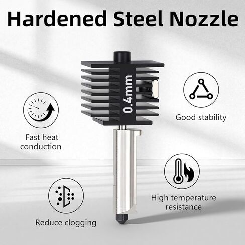 طقم Hotend مكون من 4 قطع مع فوهات فولاذية مقوية بدرجة حرارة عالية 0.2 مم و0.4 مم و0.6 مم وغطاء من السيليكون - متوافق مع طابعات Bambu Lab A1 Mini/A1 ثلاثية الأبعاد in Kuwait
