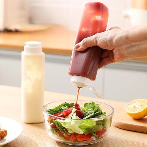 Condiment Squeeze Bottle With Lid Plastic Squeeze Bottle, Flexible Clear Plastic Bottles For Sauces For Sauces Spreads Or Condiments (300ml) in Saudi Arabia