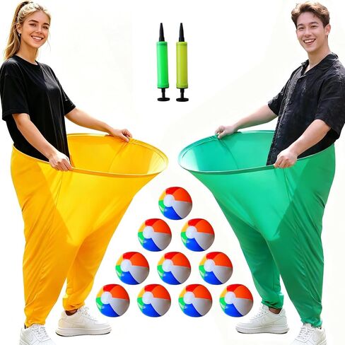 Giant Granny Pants Yard Game,14 PCS Complete with 2 Pants(40"x32") & 2 Pumps,10 Colorful Bouncy Balls,Hilarious Outdoor Tossing Games for Adults Family Easter Carnival Party Backyard Gatherings in Saudi Arabia