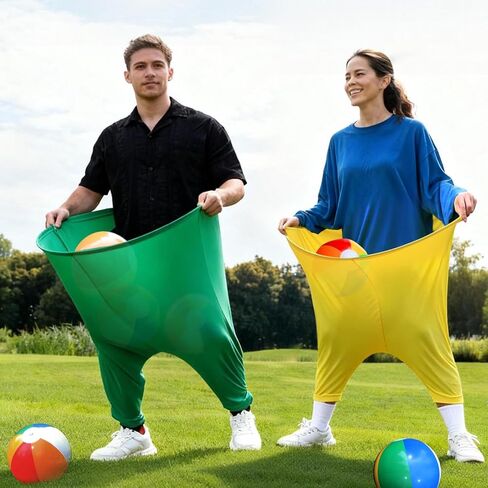 Giant Granny Pants Yard Game,14 PCS Complete with 2 Pants(40"x32") & 2 Pumps,10 Colorful Bouncy Balls,Hilarious Outdoor Tossing Games for Adults Family Easter Carnival Party Backyard Gatherings in Saudi Arabia