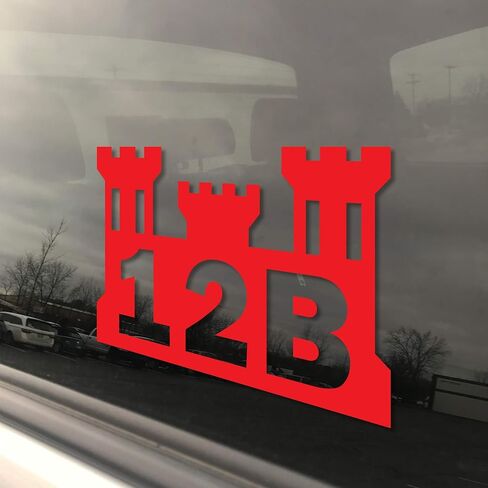 Military Army MOS 12B Combat Engineer Castle 3x5 Red Heavy Duty Die Cut Vinyl Window Bumper Sticker in Saudi Arabia