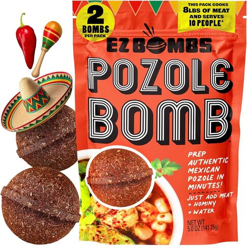 EZ Bombs Pozole Bomb Seasoning, Pack of 2 – Authentic Mexican Soup Mix for Traditional Pozole, Made with Real Chiles, Herbs & Spices for Quick and Flavorful Meals in Saudi Arabia