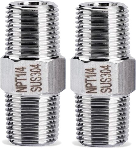 1/4 "ذكر إلى 1/4" ذكر NPT عرافة تركيبات الأنابيب الحلمة، 2 جهاز كمبيوتر شخصى 304 الفولاذ المقاوم للصدأ 1/4 بوصة NPT ذكر تركيبات محول الأنابيب الخيوط موصلات الحلمات المتساوية in Saudi Arabia