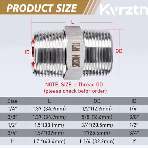 1/4 "ذكر إلى 1/4" ذكر NPT عرافة تركيبات الأنابيب الحلمة، 2 جهاز كمبيوتر شخصى 304 الفولاذ المقاوم للصدأ 1/4 بوصة NPT ذكر تركيبات محول الأنابيب الخيوط موصلات الحلمات المتساوية in Saudi Arabia