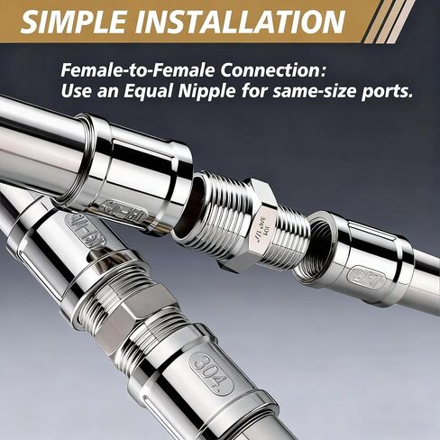 1/4 "ذكر إلى 1/4" ذكر NPT عرافة تركيبات الأنابيب الحلمة، 2 جهاز كمبيوتر شخصى 304 الفولاذ المقاوم للصدأ 1/4 بوصة NPT ذكر تركيبات محول الأنابيب الخيوط موصلات الحلمات المتساوية in Saudi Arabia