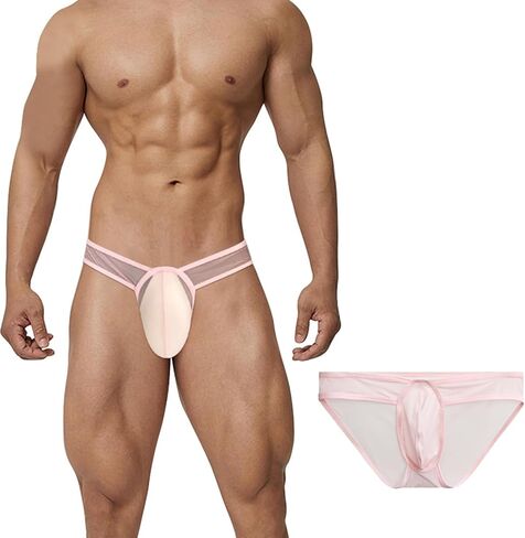 Men's Cotton Low Rise Briefs Soft Breathable Bulge Pouch Sexy Underwear(Pink - L) in Saudi Arabia