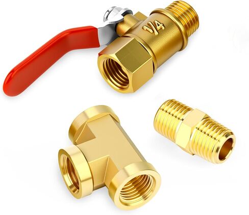 6 قطعة 1/4 "NPT، صمام كروي نحاسي، تي شيرت بارستوك، طقم تركيب الحلمة، للوقود/الهواء/المياه/الغاز/النفط in Saudi Arabia