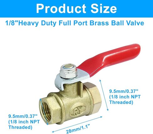 2Pcs Brass Shut Off Valve with Small Red Handle 1/8" NPT Female to 1/8" NPT Female Full Port Brass Ball Valve for Water,Oil and Gas in Saudi Arabia
