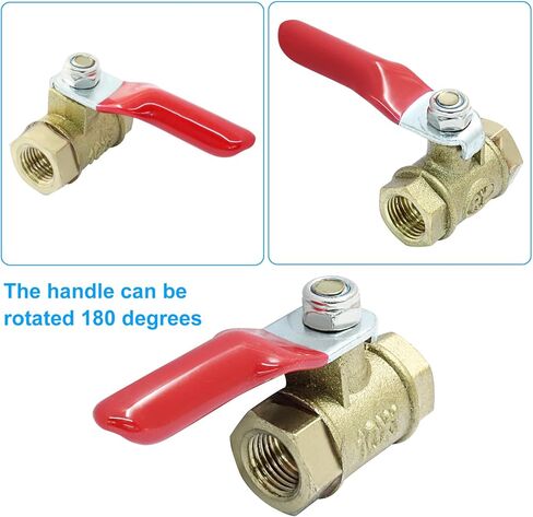 2Pcs Brass Shut Off Valve with Small Red Handle 1/8" NPT Female to 1/8" NPT Female Full Port Brass Ball Valve for Water,Oil and Gas in Saudi Arabia